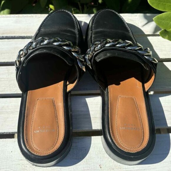 Givency Leather Chain-Link Accents Mules - Size 40 - Picture 5 of 6